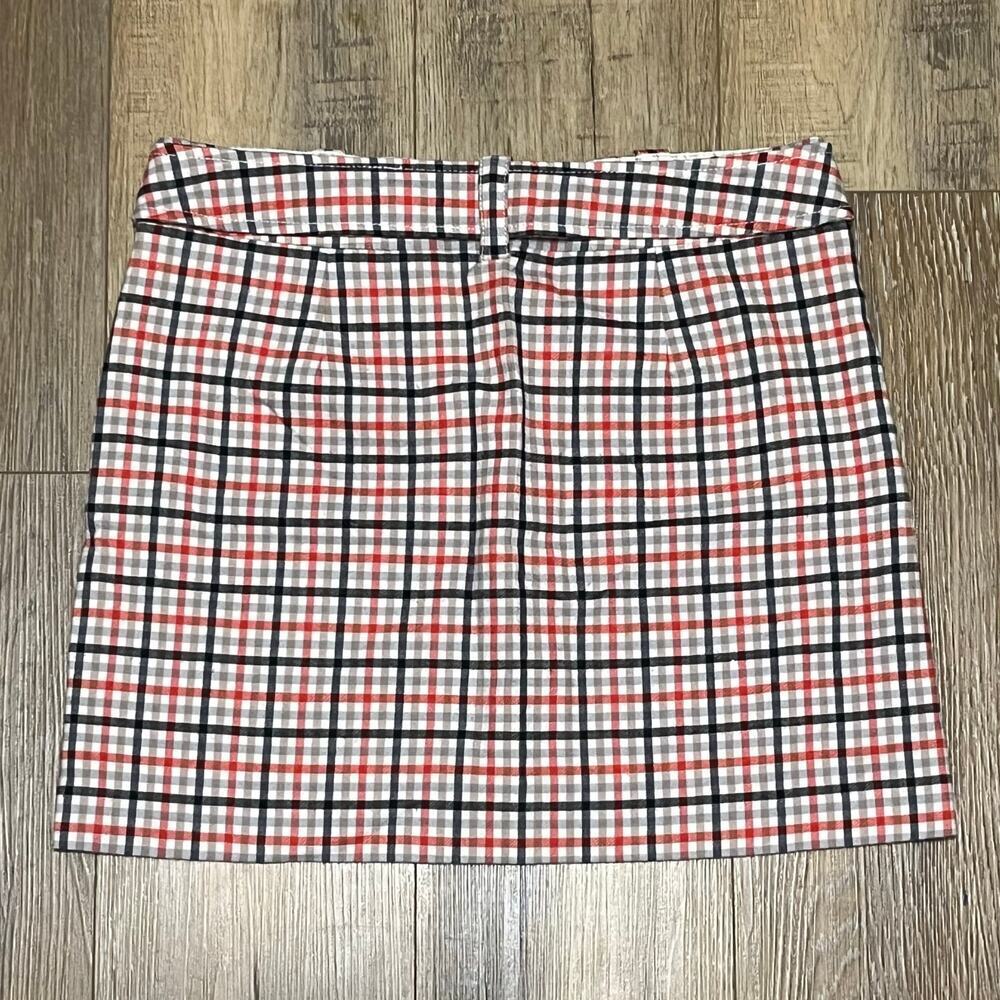 J Crew Wool Blend Plaid Belted Mini Skirt Size 8 Grunge Preppy 90s Y2k Academia - Picture 3 of 5